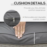 Outsunny 3 Pieces Rattan Bistro Set with Glass Top Coffee Table, Chairs and Cushions for Outdoor, Patio, Balcony, Grey(m-6)