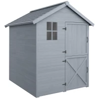 Outsunny 6 x 6.5ft Wooden Garden Shed, with Floor - Grey(m-1)