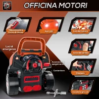 HOMCOM Officina Camion Giocattolo per Bambini 3-5 Anni con Motore, Ruote e Maniglia, 61 Accessori, 40x39x47cm, Arancione(m-5)