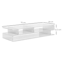 HOMCOM Supporto per Monitor PC in Acrilico con Scomparti Centrali, 57x19x11.5cm, Trasparente(m-3)