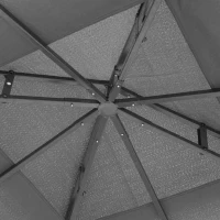 Outsunny 3 x 3(m) Patio Gazebo Canopy Garden Pavilion Tent Shelter with 2 Tier Roof and Mosquito Netting, Steel Frame, Grey(m-8)