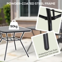 Outsunny Square Outdoor Table, Patio Bistro Coffee Table with Faux-marbled Top and 42mm Umbrella Hole for Garden(m-6)
