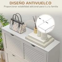 HOMCOM Zapatero de Entrada Recibidor con 2 Cajones Abatibles y Estantes Ajustables para 16 Pares de Zapatos 81,5x25x83cm Blanco(m-7)