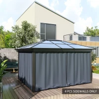 Outsunny Replacement Gazebo Curtains 4-Panel Sidewalls with Zipper for 3 x 3 (M) Yard Gazebos Canopy Tent, Dark Grey(m-7)