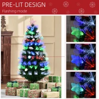 HOMCOM 4FT Pre-Lit Artificial Christmas Tree w/ Fibre Optic Baubles Fitted Star LED Light Holiday Home Xmas Decoration-Green(m-4)