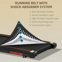 HOMCOM Foldable Walking Treadmill, with LED Display and Wheels, for Home, Office, Gym, Red(m-7)