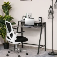 HOMCOM Writing Desk Computer Table Home Office PC Laptop Workstation Storage Shelf 84L x 45W cm Grey(m-4)