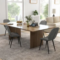 HOMCOM Set 4 Sedie da Cucina in Tessuto Effetto Velluto Grigio con Design Salvaspazio, 46x56x86 cm(m-2)