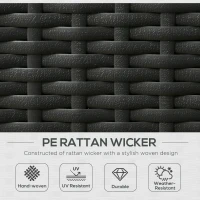 Outsunny 5PC PE Rattan Sun Lounger, Outdoor Wicker 5-level Adjustable Recliner Sofa Bed with Storage Side Table and Footstools, for Patio, Garden, Poolside, Black(m-4)