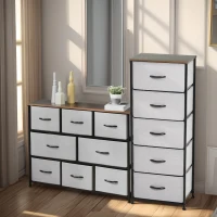 HOMCOM Commode Chiffonnier Meuble de Rangement 13 tiroirs en tissu pliants gris- structure acier noir(m-2)