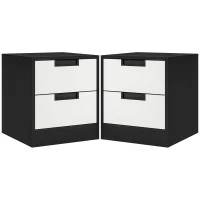 HOMCOM Set of Two Monochrome Two-Drawer Bedside Tables(m-1)