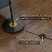 HOMCOM Lampada da Terra in Metallo ad Albero con 3 Paralumi in Vetro, Ø36x162 cm, Nero e Grigio(m-6)