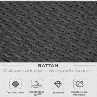 Outsunny Salottino da giardino esterno Set 4 Pzi:1 Divano/2 Poltrone/1 Tavolino, Set da Giardino in Rattan,  Caffè Scuro e Bianco(m-4)