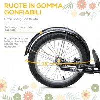 HOMCOM Monopattino per Bambini con Ruote, 2 Freni, Manubrio Regolabile e Cestino, 139x58x90-96 cm, Arancione(m-5)