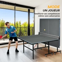 SPORTNOW Table de tennis de table pliable compacte avec 8 roulettes pour intérieur et extérieur 274 x 152,5 x 76 cm gris(m-5)