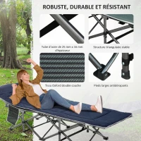Outsunny Bain de soleil transat chaise longue pliable matelas à double oreiller pochette latérale sac de rangement intégrée(m-5)