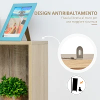 HOMCOM Scaffale Libreria da Parete con Ante e Cassetti in Legno, Design Moderno, 60 x 30 x 150cm(m-6)