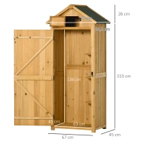 Outsunny Armoire de jardin extérieur abri de jardin en bois abri pour outils 3 étagères 2 Portes loquets Toit Pente bitumé rangement et stockage extérieurs pour terrasse 77 x 54 x 179 cm jaune(m-3)