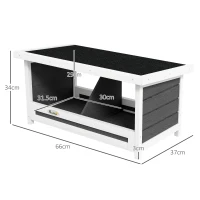 PawHut Nido per Galline a 2 Aree con Base Rialzata e Tetto, in Legno e Bitume, 66x37x34 cm, Grigio Bianco e Nero(m-3)