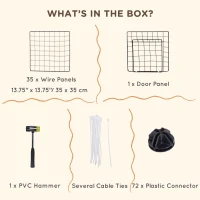 PawHut DIY Pet Playpen Metal Wire Fence Indoor Outdoor Rabbit Small Animals Cage 36 Panel Enclosure Black(m-6)