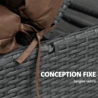 Outsunny Lot de 2 Matelas pour Chaise Longue transat Sangles d'attache pour Jardin MATELAS UNIQUEMENT 196L x 55l cm Marron(m-6)