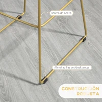 HOMCOM Juego de 2 Taburetes Altos de Cocina Taburetes de Bar con Cojín de Terciopelo Respaldo y Reposapiés 46,5x48x93 cm Dorado(m-6)