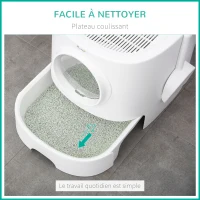 PawHut Bac à litière pour chat maison de toilette avec deux portes et une pelle dim. 43L x 51l x 38H cm - blanc(m-7)