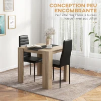 HOMCOM Ensemble de salle à manger 3 pièces avec 1 table carrée et 2 chaises style moderne noir(m-6)