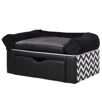 PawHut Dog Sofa Bed, with Storage, Drawer, Soft Cushion, for Small Dogs - Black(m-11)