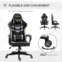 Vinsetto Gaming Chair, Computer Desk Chair with Lumbar Support, Faux Leather Racing Chair with Headrest and Swivel Wheels for Home Office, Black Grey(m-6)