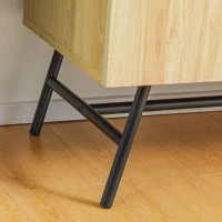 HOMCOM Credenza in Stile Boho con 2 Ante in Legno e Rattan, 80x39x101.8cm Naturale(m-7)