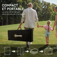 Outsunny Tapis de jardin extérieur réversible 365L x 274l cm imperméable motif feuillage avec sac de transport, vert crème(m-4)