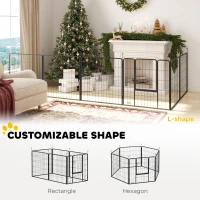 PawHut 6 Panels Dog Playpen, Portable Detachable Puppy Pen with Door, for Medium Dogs, 80cm High, Grey(m-4)