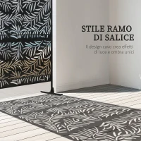 Outsunny Paravento da Esterno in Acciaio con Motivi a Salice e 2 Piedini, 122x45x198 cm, Nero(m-4)