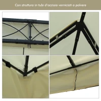 Outsunny Gazebo da Giardino 3x4m in Acciaio con Doppio Tetto e 4 Tende Laterali, Crema(m-8)