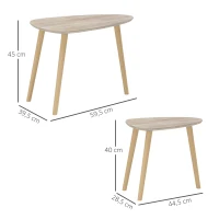 HOMCOM Lot de 2 tables basses gigognes design scandinave pieds en bois et plateau en bois, aspect naturel(m-3)