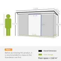 Outsunny 7.6 x 4.3ft Garden Storage Shed with Lockable Sliding Doors and Ventilation, Metal Garden Tool Storage House, Dark Grey(m-3)