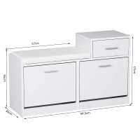 HOMCOM Scarpiera Moderna con Panca Imbottita per 12 Paia di Scarpe, Mobile da Ingresso con Scarpiera, Legno, Elegante, Capiente, 94,5x57x30 cm, Bianco(m-3)