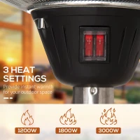 Outsunny 3KW Electric Patio Heater with 3 Heat Settings, Freestanding Infrared Outdoor Heater with Adjustable Height and 5M Extra Long Power Lead, Aluminium Alloy, Silver(m-4)