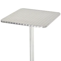 HOMCOM Tavolino Bar/Ristorante in Acciaio Inox, Tavolo con Piano Appoggio Quadrato 60x60cm e Altezza Regolabile 70-110cm(m-7)