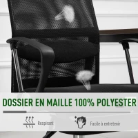 Vinsetto Fauteuil de bureau chaise de bureau ergonomique avec coussin lombaire - repose-pieds rétractable - 65 x 60 x 119-127 cm - noir(m-7)