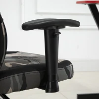 HOMCOM Fauteuil gaming militaire - chaise gamer - inclinable, hauteur réglable assise & accoudoirs, pivotant - polyester noir vert(m-9)