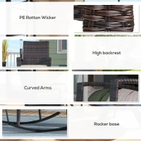 Outsunny Outdoor PE Rattan Rocking Chair Set of 2, Garden Rocking Chair Set with Armrest and Cushion, Brown(m-6)