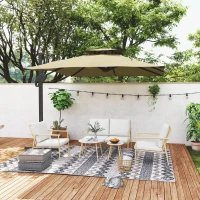 Outsunny Salon de jardin 5 pièces 4 personnes canapé 2 places 2 table basse et 2 fauteuils avec coussins cadre en acier(m-7)