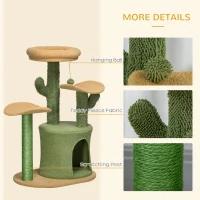 PawHut Multi Level Cat Tree, with Scratching Post, Toy Ball, Cat House, Bed - Green(m-6)