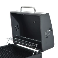 Griglia Barbecue 2 Griglie di Cottura 4 Palette Laterali 1 Cassetta Regolabile in Altezza 4 Comodi Gancini 2 Rotelle e 1 Maniglia Acciaio Inox e Ferro Grigio Certificato GS 115×56×108cm(m-9)