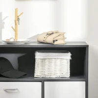 HOMCOM Scarpiera Salvaspazio per 8 Paia di Scarpe con 2 Ante e Armadietto, 80x25.5x112.5cm, Grigio e Bianco(m-9)