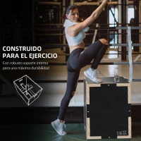 SPORTNOW Cajón de Salto Pliométrico de Madera con Mangos Huecos Carga 120 kg para Casa Oficina Gimnasia 40,5x35,5x30,5 cm Negro(m-6)