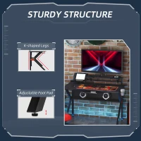 HOMCOM Gaming Desk, Computer Table with Monitor Stand, Cup Holder, Headphone Hook, Wire Basket and Metal Frame, 120cm, Black(m-6)