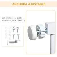 PawHut Barrera de Seguridad para Perros Extensible 75-103 cm Barrera Escaleras Puertas con Extensiones Cierre Automático Blanco(m-6)